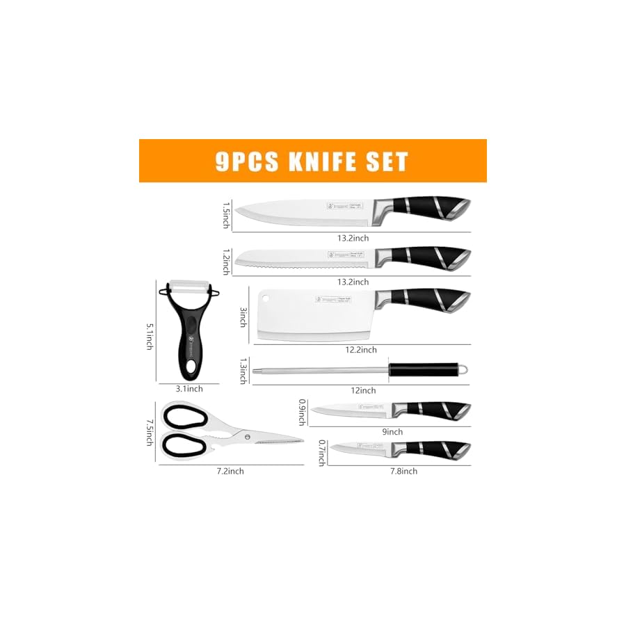 Kitchen-Knife-Set-9-Piece-Black-Kitchen-Knife-Set-with-Acrylic-Block-Non-Stick-Sharp-High-Carbon-Stainless-Steel-Knife-Set-for-Kitchen-Cutting-Meat-Slicing-Chopping-Kitchen-Women-Gifts Kitchen Knife Set, 9-Piece Black Kitchen Knife Set with Acrylic Block, Non Stick Sharp High Carbon Stainless Steel Knife Set for Kitchen Cutting Meat Slicing Chopping Kitchen Women Gifts