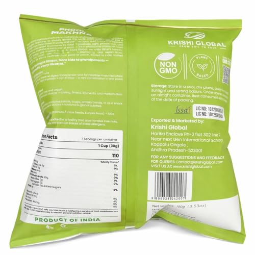 Image of Krishi Global Phool Makhana (Foxnuts) 100g- 100% Natural, Crunchy & High-Protein Snack | Gluten Free Raw Popped Lotus Seeds | Yoga & Ayurvedic Diets | Fasting | Ready to Cook