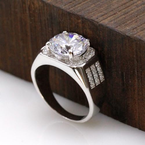 Men's 925 Sterling Silver Men's Silver Ring Set with CZ Cubic Zirconia Sparkling Simulated Diamond Ring Wedding/Engagement/Anniversary/Valentine's Day Promise Ring Size 6-133