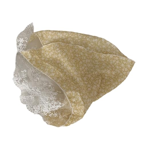 Sheer Lace Trim Triangles Hair Scarf Floral Pattern Kerchief Tie Back French Turbans For Girl Beach Photo Tool