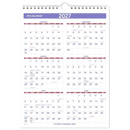 Image of AT-A-GLANCE 2026 Wall Calendar, 8 inch x 11 inch, Small, Ruled Blocks (PM12826)