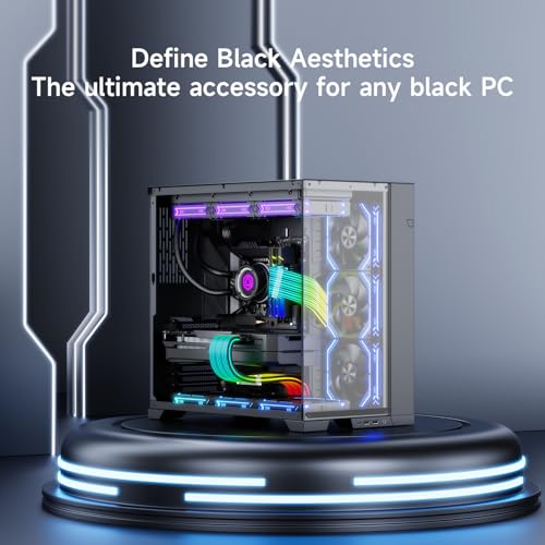 Image of Sirlyr RGB PC Cables,Strimmer 3 * 8 pin PSU Extension Cable,5V 3Pin Sync ARGB,for Graphic Card Power Supply,Computer Case Decoration Black Style