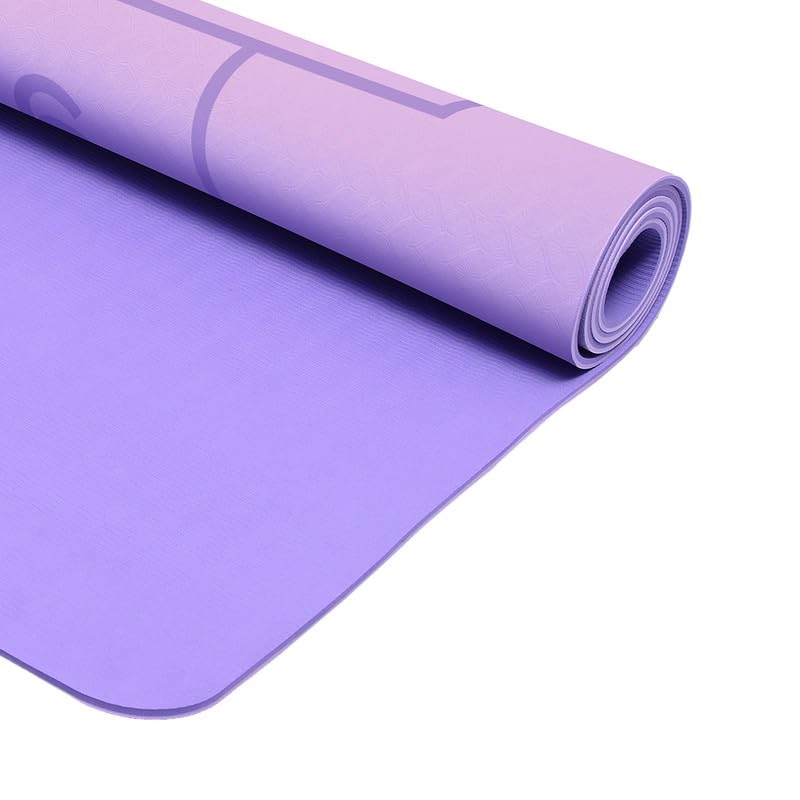 Image of Extra Wide Non Slippery TPE 6ft x 2.62ft x 6mm Yoga Mat for men, Women and Kids with hopscotch Play mat comes with Wooden Marker and bag cover - Purple