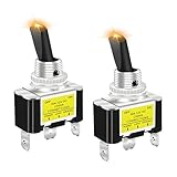 Gasedin 2 PCS Heavy Duty Toggle Switch, 12V DC 30A LED Lighted 3 Pin On Off Rocker Switch, 2 Position Toggle Switch for Marine Cars Trucks Boats, Electrical System Car Accessories (Yellow)