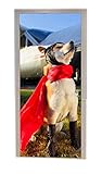 A.Monamour Türtapete Selbstklebend Türfolie Türposter 3D Hunde Pilot In Der Nähe Von Flugzeugen Am Flughafen Lustiges Tier Vinyl Folie Türdeko Tapete Wandbild Türaufkleber Türtattoo 77 x 200 cm