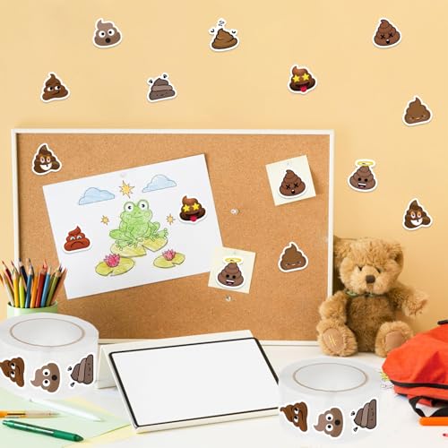 Image of 500PCS Poop Stickers 10 Styles Sticker Rolls Funny Meme Stickers Poop Party Favors Waterproof Vinyl Stickers(500 Per Roll)