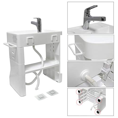 HTTMT-Washstand-Self-Care-Station-Portable-Wash-Basin-For-Child-Kids-Baby-Toddler-KEarly-Training-Learning-Plastic-Washbasin-Simulation-Towel-Shelf-PN-ET-BABY007-WHITE