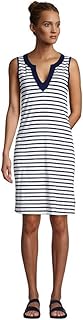 Lands' End - Vestido sin mangas de jersey de algodón para mujer, ideal para cubrir el traje de baño