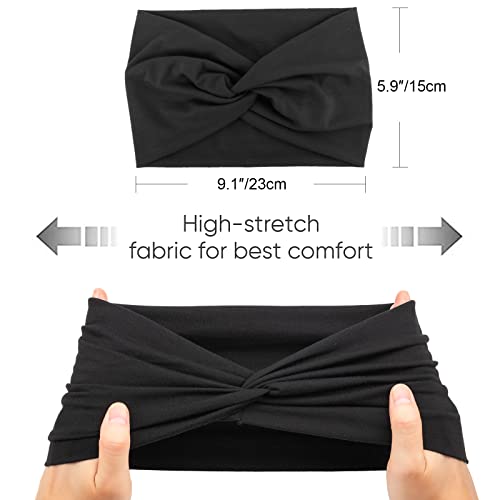 DRESHOW 4 Pack Turban Headbands for Women Wide Vintage Head Wraps Knotted Cute Hair Band Accessories4