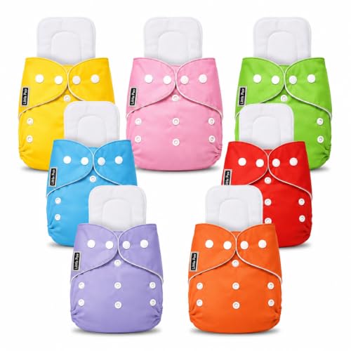 Image of Little Pea Reusable Cloth Diapers + Insert Pad | Adjustable, Washable,Freesize (Newborn To 2 Years) | Pack of 7
