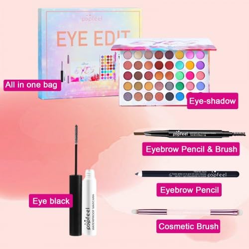 Tutto in Uno Trucchi Set per Occhi per Ragazze Adolescenti, 40 Colori Palette di Ombretti con Mascara Matita Eyeliner Sopracciglia Pennelli, Kit Regalo Trucco Completo, Make Up Tavolozza Kit