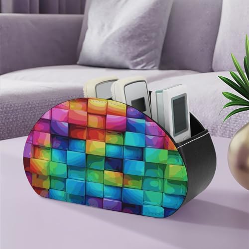 Support de télécommande en cuir arc-en-ciel à 5 compartiments pour table