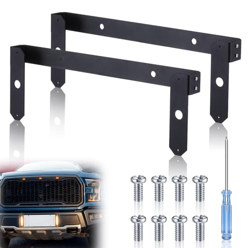 Otoolling 2 Pcs Vertical License Plate Mounting No Drill Metal License Plate Mount Holds up to 2 Light Heads Fit for Trucks, Suvs, Trucks, and Cars