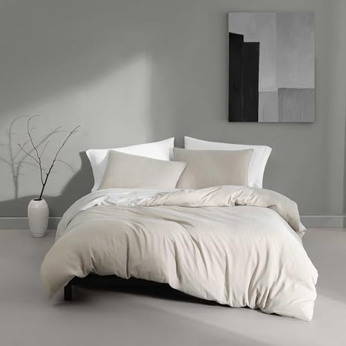Calvin Klein - King Duvet Cover Set, Reversible Tencel Bedding with Matching Shams, Oeko-Tex Certified (Flax Beige, King)