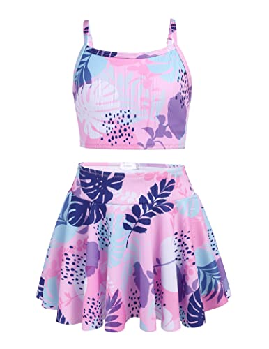 Image of Arshiner Girls 3 Piece Swimsuit for Teen Girl Tankini Swimsuits Bathing Suit Beach Bikini Swimwear with Skirt
