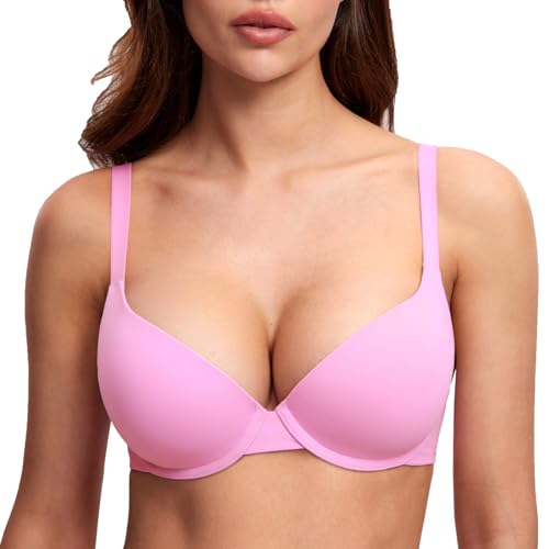 Image of DOBREVA Women's Push Up T-Shirt Bra Underwire Padded Bras Plunge Full Coverage