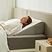 Bedluxe Wedge Pillow, 10 inch Bed Wedge Pillow for Headboard, Pillow Wedge for Acid Reflux Relief, Sleeping, Back Pain Relief, Snoring, Triangle Pillow Wedge - Cooling Memory Foam Top, White/Grey