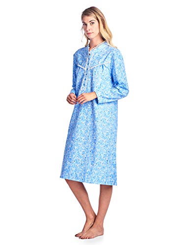 Ekouaer Women's Nightshirt Long Sleeve Button Down Nightgown V-Neck Sleepwear Pajama Dress