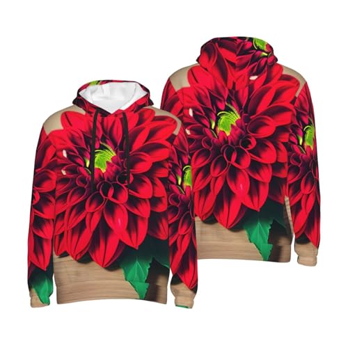 Pull à capuche rétro homme dahlia rouge vêtement décontracté saisons