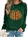 Urvatac Fall Sweatshirt for Women Pumpkin Dog Paw Pullover Thanksgiving Pumpkin Graphic Long Sleeve Shirt Tops Green