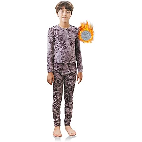 TINFL by Vaenait 4-14 Years Boys Kids Aeroheat Thermal Underwear Base Layers Warmth Pajama Quick Dry Lined Long John Set, C-aurora Purple, 4 Years Cover