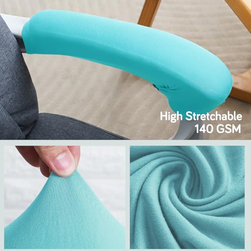 Image of HOKIPO 'SereneSolids' 140 GSM Armrest Covers for Office Chair (Zipper Style), 1 Pair, Sky Blue (AR-5934-SBLU)