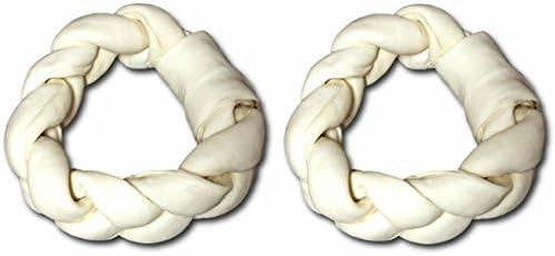 Cadet 2 Pack of Braided Rawhide Donut, 8 Inches, Dog Chew