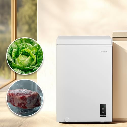 Cecotec Horizontal-Gefrierschrank 99L Bolero CoolMarket Chest 99P Weiß E. Korb mit Griffen, Elektronische LED-Steuerung, UltraContact D-Cool, Dual-Funktion, ZeroG-Tür (80º-30º), Fast Freezing, Kompakt