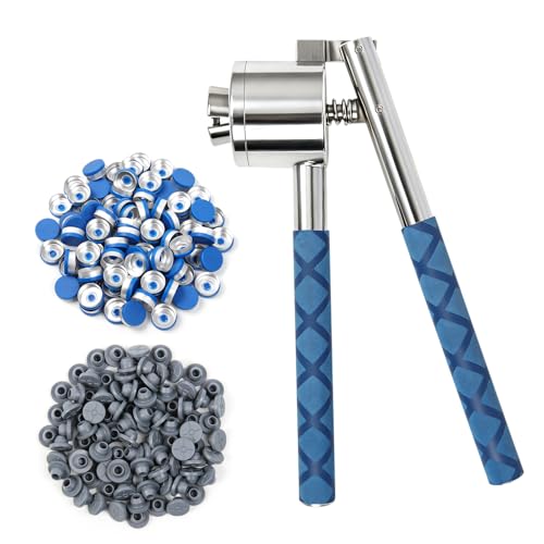13mm Vial Crimper with 100 Pcs Flip Top Caps and 100 Pcs Self-healing Ports