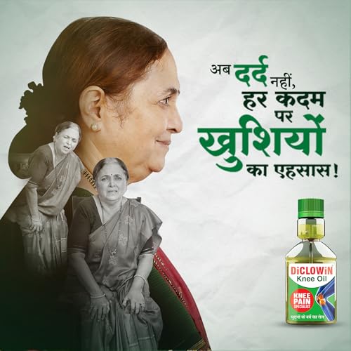 DiCLOWiN Knee Oil (150Ml) | Mega Saver Pack (25% Extra) | Provides Joint, Knee, Ortho Pain & Arthritis Relief With Deep Penetrating Action For Lasting Comfort & Mobility |(Pack Of 1)