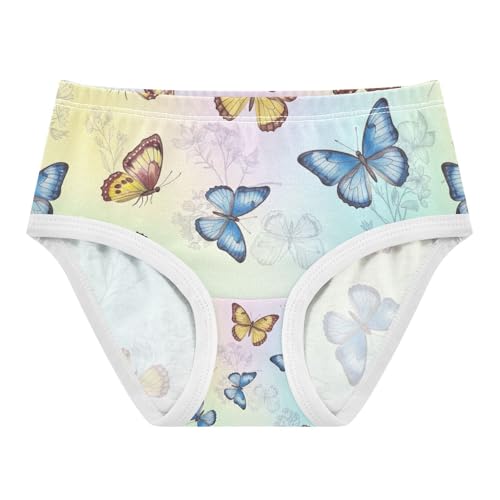Toddler Panties, Watercolor Butterflies Blue Cotton Underwear Girls, 2–8 Years