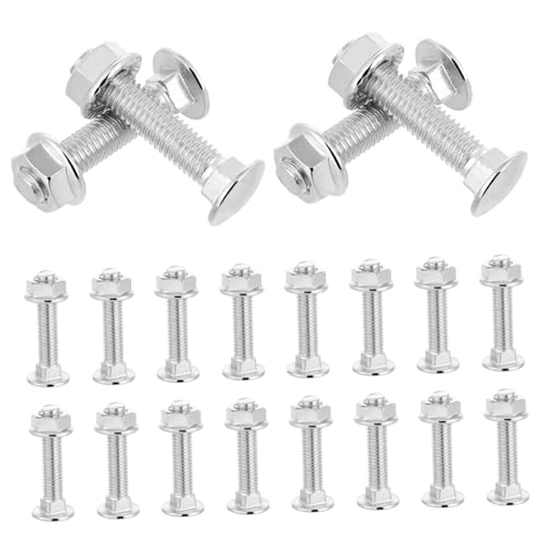 SOLUSTRE Full Threaded Screw Set 20 Pieces Carriage Bolts and Nuts Kit Carbon Steel Zinc Plated for Wheel Nuts Set