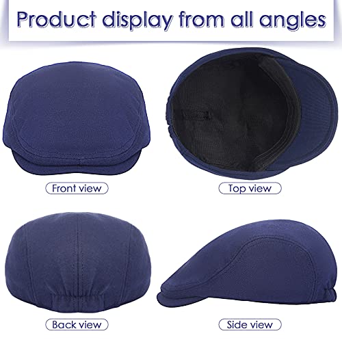 Satinior 3 Pieces Newsboy Men's Hat Soft Stretch Fit Men Cap Cabbie Driving Cap For Men (Black, Navy Blue, Dark Grey), One Size #TOP3