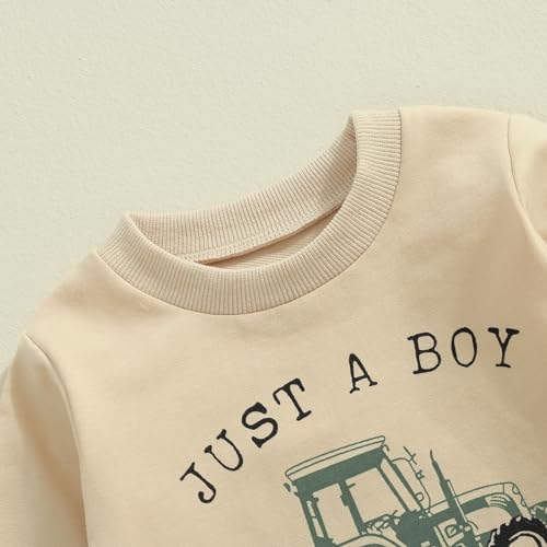 toddler baby boy crewneck sweatshirt tractor letter long sleeve pullover tops fall winter outfits casual clothes