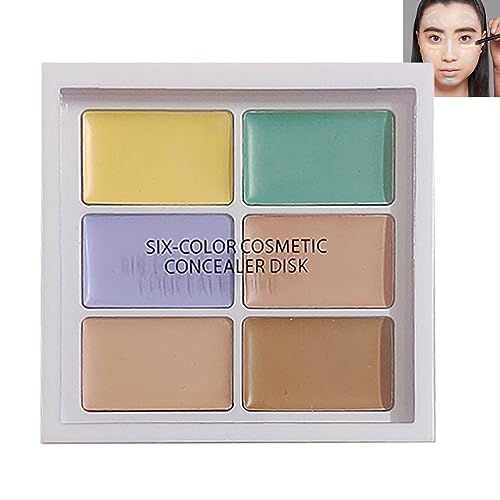 Colour Correcting Palette,Colour Concealer Makeup Palette,6 Creamy Blendable Shades,Six Shades Creamy Blendable Texture,Camouflage Makeup Palette,Colours Cream Concealer,for Conceals,Blemishes