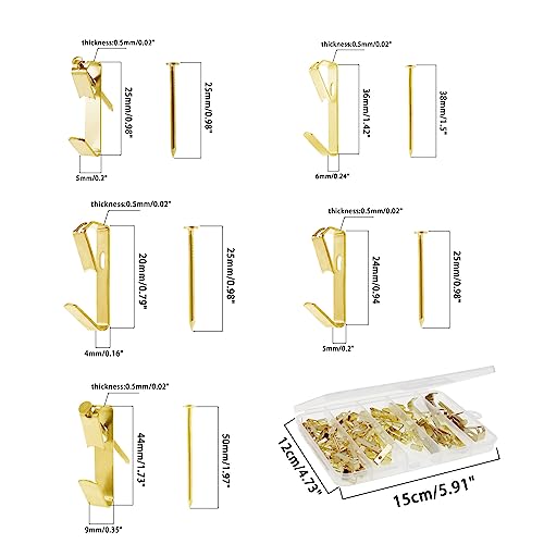 Image of 60 Pieces Picture Hanging Kit with Screws,SAFYY Picture Hooks for Hanging Pictures,Wall Painting Hanging Hooks Picture Frame Hooks for Wall Mounting(Gold 10LB*15,20LB*10,30LB*25,50LB*8,100LB*2)