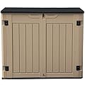 DWVO Outdoor Weather-Resistant Horizontal Storage Shed, 35 Cu Ft Capacity, Lockable and Waterproof, Suitable for Storing Garden Tools, Brown