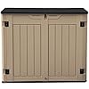 DWVO Outdoor Weather-Resistant Horizontal Storage Shed, 35 Cu Ft Capacity, Lockable and Waterproof, Suitable for Storing Garden Tools, Brown