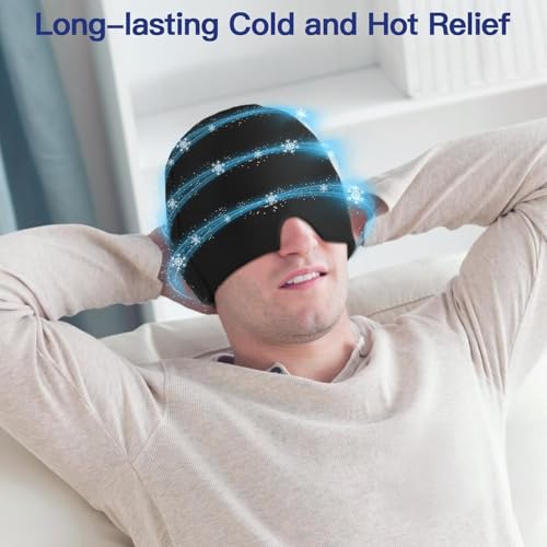 Image of Migraine Relief Cap - BUYERZONE Hot & Cold Therapy Headache Cap for Migraine, Sinus & Tension Relief | Thermax Gel Ice Head Wrap for Instant Comfort & Relaxation - Reusable Migraine Cap for Men & Women