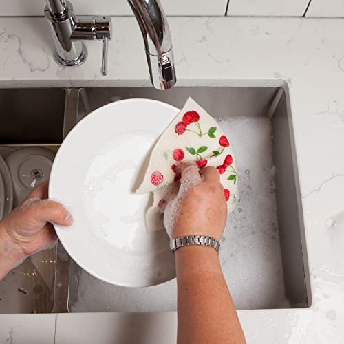 Now Designs Swedish Sponge Reusable Dishcloth Cherries 6.5 X 8 Inches, Set Of 2 #TOP2