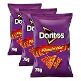 Doritos Flamin Hot, Snack de Maíz Picante, bolsa individual de aperitivo, 75 gr (Paquete de 3)