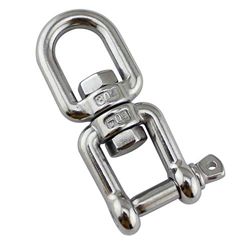 POFET 2 Stück Drehgelenk-Ring, 8 mm, robust, 304 Edelstahl, Seilwirbel, 304 Edelstahl Drehgelenk für Hängende Schaukel Sandsack und Diverse Drehbare Aufhängungen
