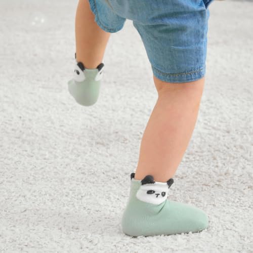 Image of Non-Slip Toddler Grip Crew Socks with Anti Skid Soles