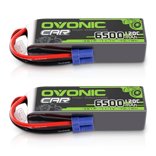 OVONIC 3s Lipo akumulator 11,1 V 6500 mAh 120 C z wtyczką EC5, akumulator Lipo do samochodów RC, ciężarówki, ciężarówki, quadkoptera, helikoptera, ciężarówki, łodzi, samolotu (2 szt.)