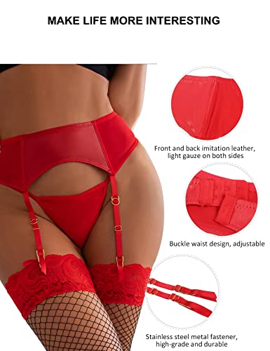 Women Plus Size Garter Belt Black Lace Mesh Suspender Belt Set 4 Vintage Metal Clips Garter Belts For Stockings #TOP2