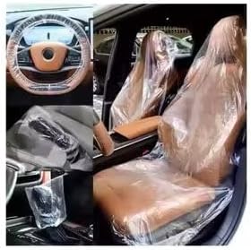 Car Seat Covers, 250 Pcs Plastic Seat Covers, Clear Car Seat Protector Includes Wheel Covers, Gear Selector Covers, and Handbrake Cover for Auto Truck Bus Accessories (Clear)