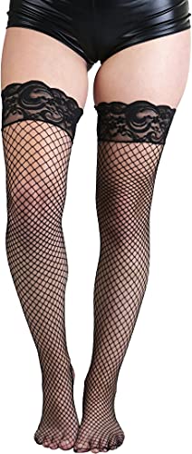 Image of ToBeInStyle Women's Vibrant Large Net Fishnet Thigh High Elastic Nylon Novelty Stockings