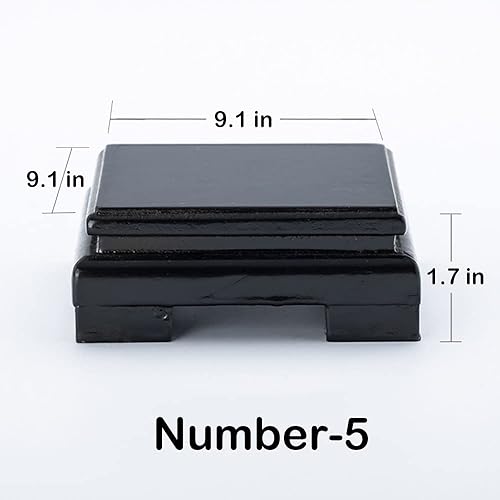 Miniatura 2 de GOLDY&WENDY Plaza de madera maciza base jarrón conjunto de té Buda piedra soporte de exhibición de artesanía doméstica Pedestal