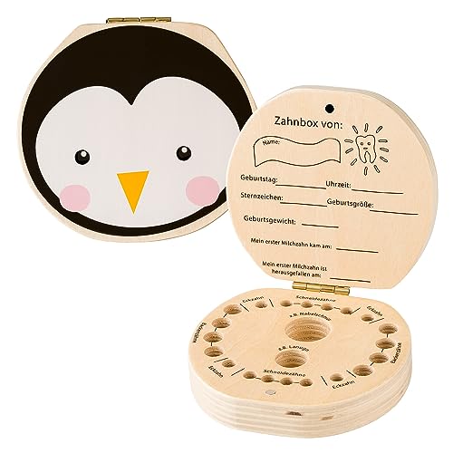hej kiddo Boîte à dents de lait - Boîte à dents de lait pour garçons et filles - Pour première dent - Cadeaux de fée pour garçons et filles - Pingouin