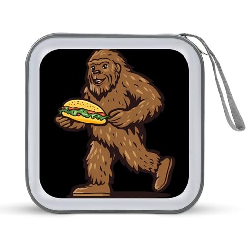 Sasquatch Bigfoot Carrying Tacoes CD Case Plastic DVD Case Holder Wallet Disc Storage Organizer for Car Travel